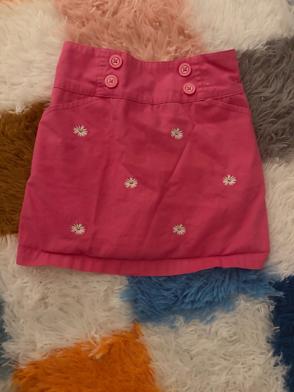Pink Girl’s Daisy Embroidered Mini Skort
